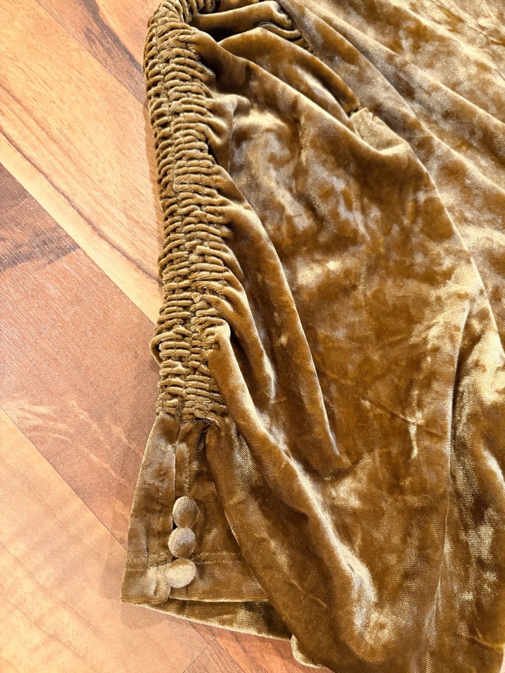 Who What Wear Velvet Tiered Midi Dress in Mustard Gold - Picture 8 of 10